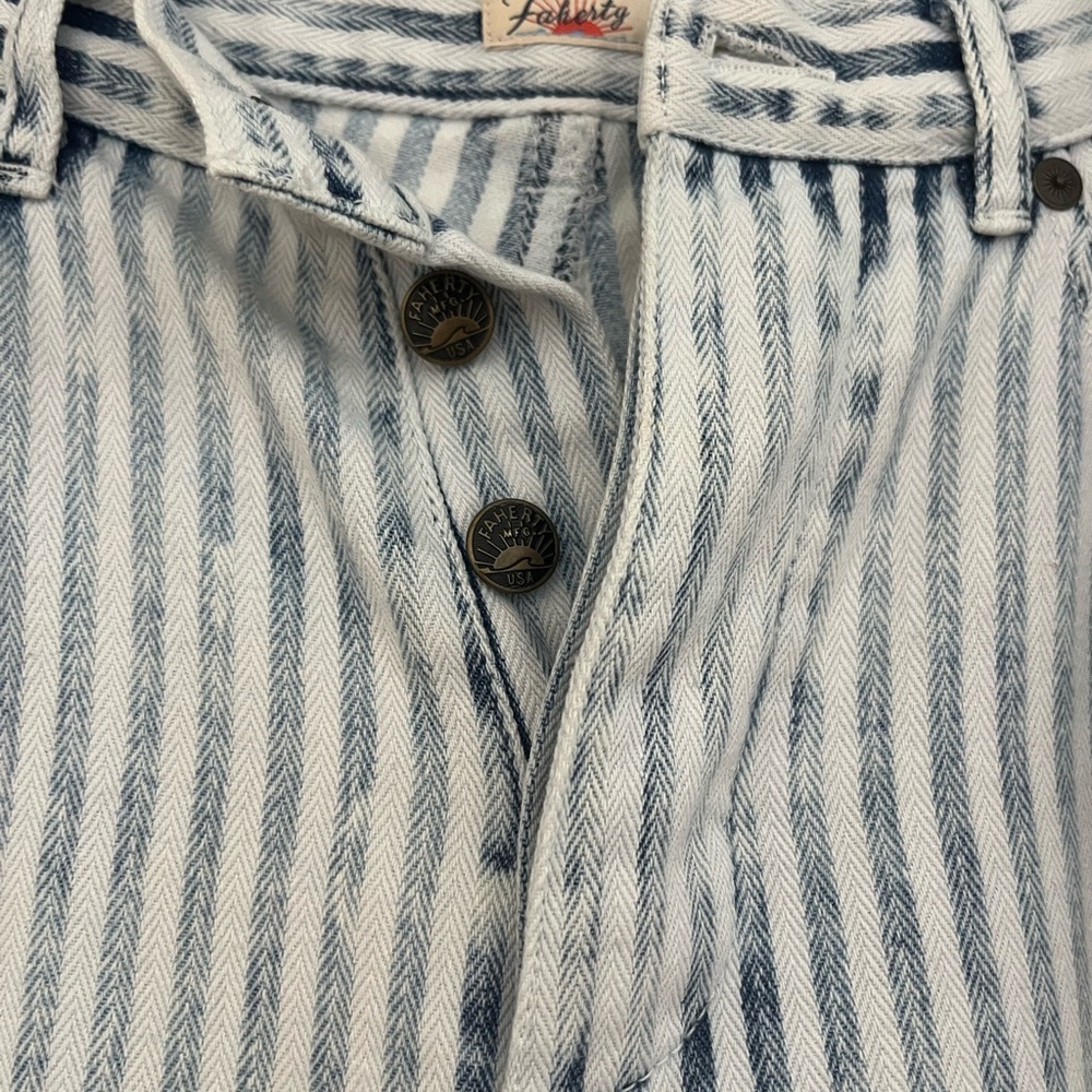 Faherty Blue and White Striped Straight Leg Jeans - Picture 2 of 3
